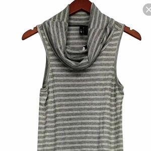 Grey and white striped cowl blouse heart and soul